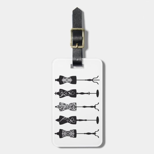 Vintage Modemannequin-Silhouetten Gepäckanhänger (Vorderseite vertikal)