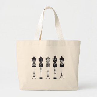Vintage Modemannequin-Silhouetten Jumbo Stoffbeutel