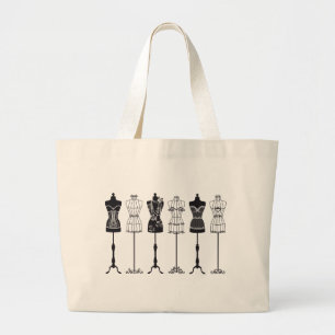 Vintage Modemannequin-Silhouetten Jumbo Stoffbeutel