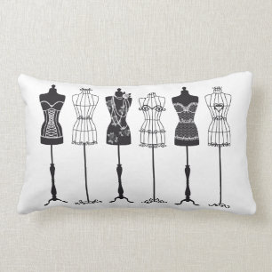 Vintage Modemannequin-Silhouetten Lendenkissen