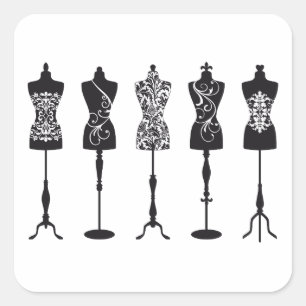 Vintage Modemannequin-Silhouetten Quadratischer Aufkleber