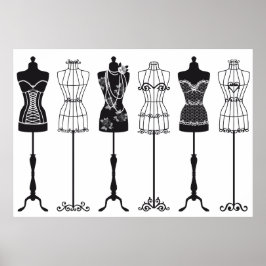 Vintage Modemannequins Silhouetten Poster