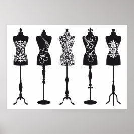 Vintage Modemannequins Silhouetten Poster