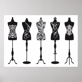 Vintage Modemannequins Silhouetten Poster