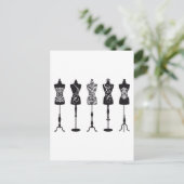 Vintage Modemannequins Silhouetten Postkarte (Stehend Vorderseite)