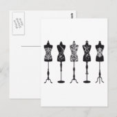 Vintage Modemannequins Silhouetten Postkarte (Vorne/Hinten)