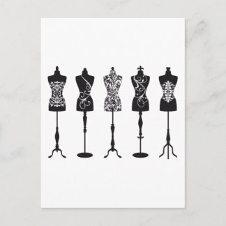 Vintage Modemannequins Silhouetten Postkarte