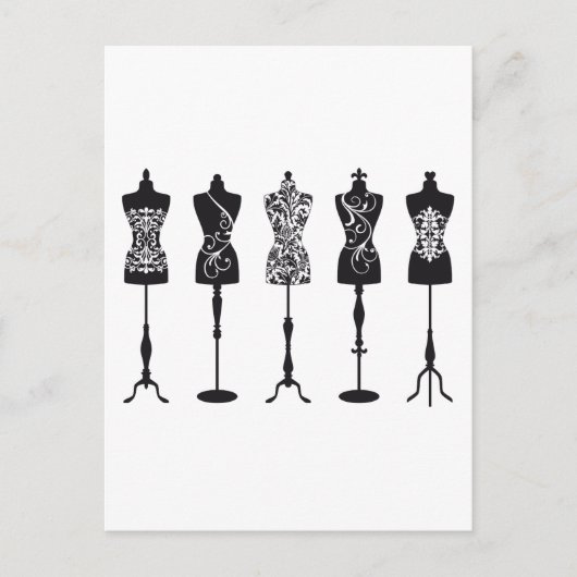 Vintage Modemannequins Silhouetten Postkarte (Vorderseite)