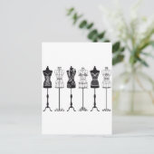 Vintage Modemannequins Silhouetten Postkarte (Stehend Vorderseite)