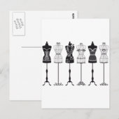 Vintage Modemannequins Silhouetten Postkarte (Vorne/Hinten)