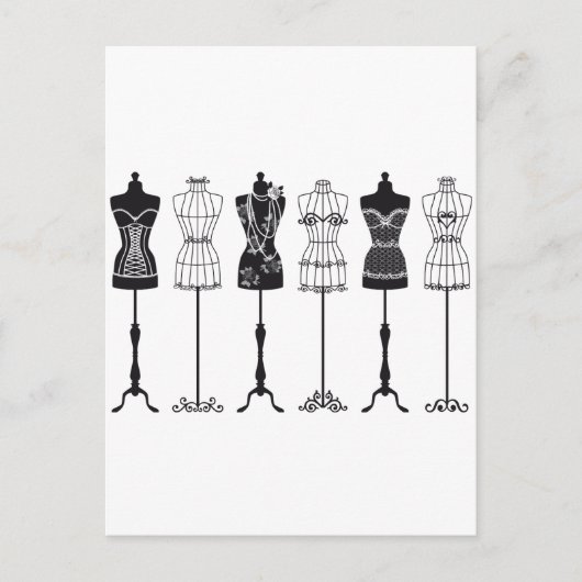 Vintage Modemannequins Silhouetten Postkarte (Vorderseite)