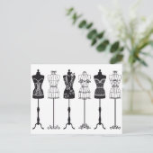 Vintage Modemannequins Silhouetten Postkarte (Stehend Vorderseite)