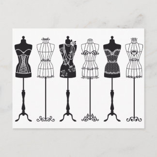 Vintage Modemannequins Silhouetten Postkarte