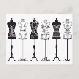 Vintage Modemannequins Silhouetten Postkarte