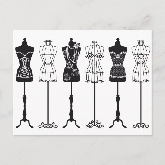 Vintage Modemannequins Silhouetten Postkarte (Vorderseite)