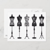 Vintage Modemannequins Silhouetten Postkarte (Vorne/Hinten)