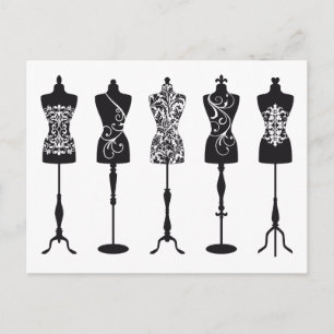 Vintage Modemannequins Silhouetten Postkarte