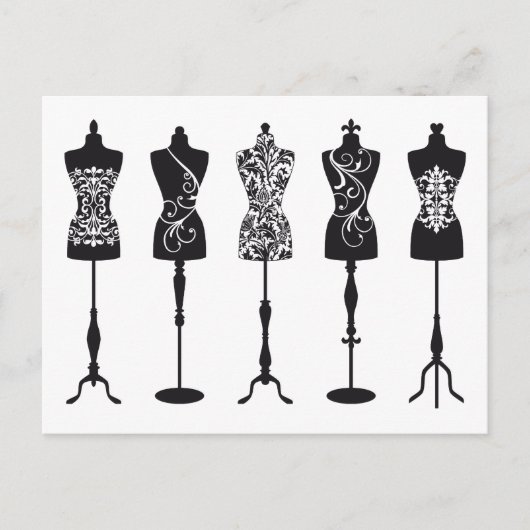 Vintage Modemannequins Silhouetten Postkarte (Vorderseite)