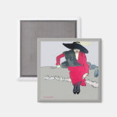 Vintage-Modeplakat, Text hinzufügen Magnet (Vorderseite/Rückseite)