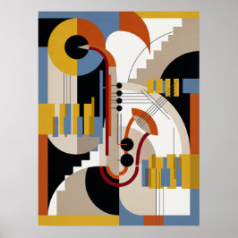 Vintage Modern Art Deco Jazz Poster