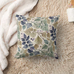 Vintage Modern Blau, Taupe und Salbeiblatt Kissen