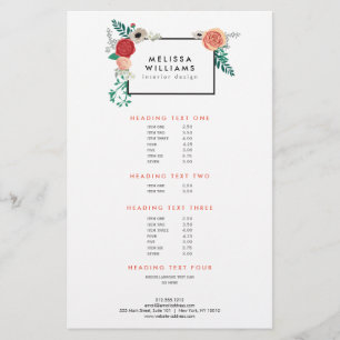 Vintage Modern Florales Motiv auf Weiß Designer Flyer