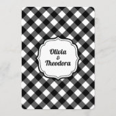 Vintage Modern Gingham wedding invitation Einladung (Rückseite)