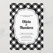 Vintage Modern Gingham wedding invitation Einladung (Vorderseite)