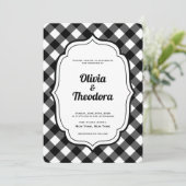 Vintage Modern Gingham wedding invitation Einladung (Stehend Vorderseite)