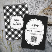 Vintage Modern Gingham Wedding RSVP Cards Karte
