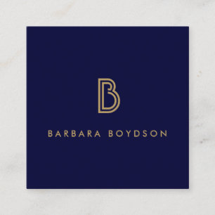 VINTAGE MODERN GOLD- UND NAVY-INITIALEN-MONOGRAMM- QUADRATISCHE VISITENKARTE