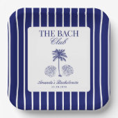 Vintage Modern Navy Beach Bachelorette Club Pappteller (Vorderseite)