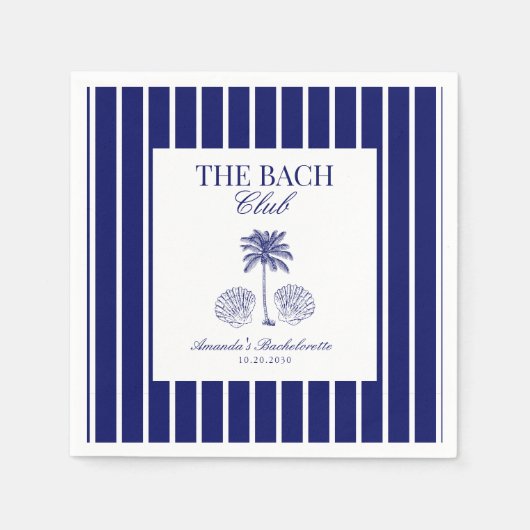 Vintage Modern Navy Beach Bachelorette Club Serviette (Vorderseite)