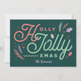 Vintage Modern Pine Green Xmas card Feiertagskarte