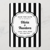 Vintage Modern Stripe Save the Date Cards Einladung (Vorderseite)