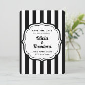Vintage Modern Stripe Save the Date Cards Einladung (Stehend Vorderseite)