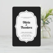 Vintage Modern Stripe wedding invitation Einladung (Stehend Vorderseite)