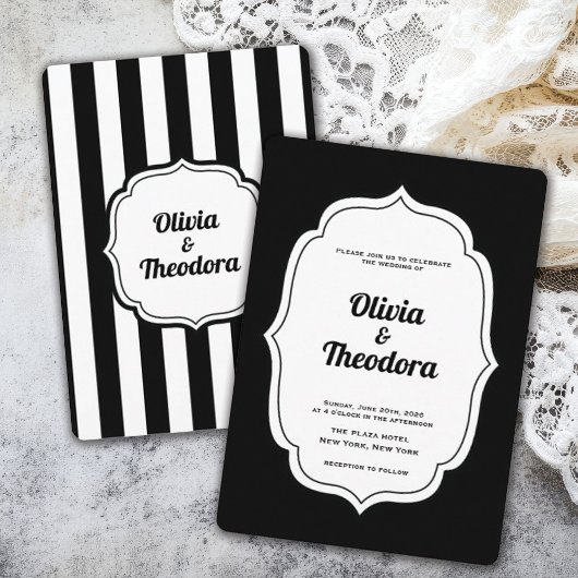Vintage Modern Stripe wedding invitation Einladung