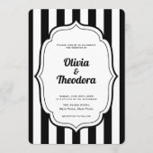 Vintage Modern Stripe Wedding Invitation Einladung (Vorderseite)