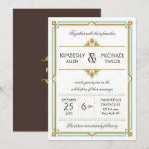 Vintage Moderne Art Deco Minz- und Gold-Hochzeit