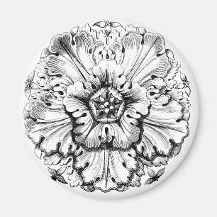Vintage moderne belaubte Blume Magnet
