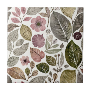 Vintage Moderne Blumen & Blätter Fliese