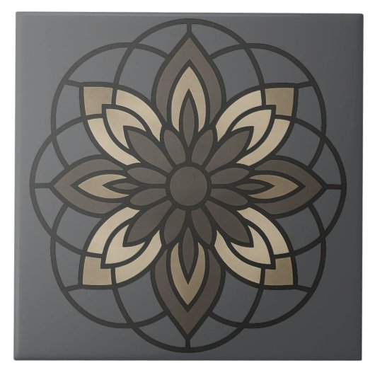 Vintage-Moderne Blumen-Geometrie Fliese (Vorderseite)