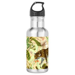 Vintage Moderne Blumen-Jungle Tropisch Edelstahlflasche