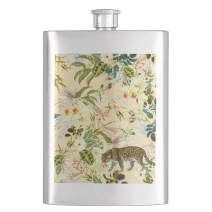 Vintage Moderne Blumen-Jungle Tropisch Flachmann