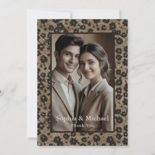 Vintage moderne Blumenhochzeit Danke Card Moody
