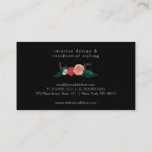 Vintage moderne Blumenmotive im Black Designer Visitenkarte (Rückseite)