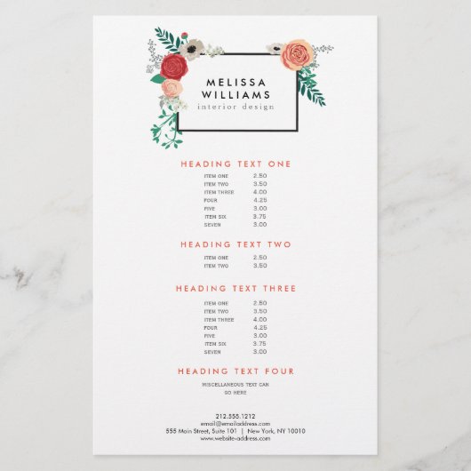 Vintage moderne Blumenmotive im White Designer Flyer (Vorne)