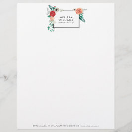 Vintage moderne Blumenmotive Letterhead Briefbogen