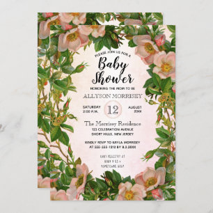 Vintage moderne Coral Floral Botanical Baby Dusche Einladung